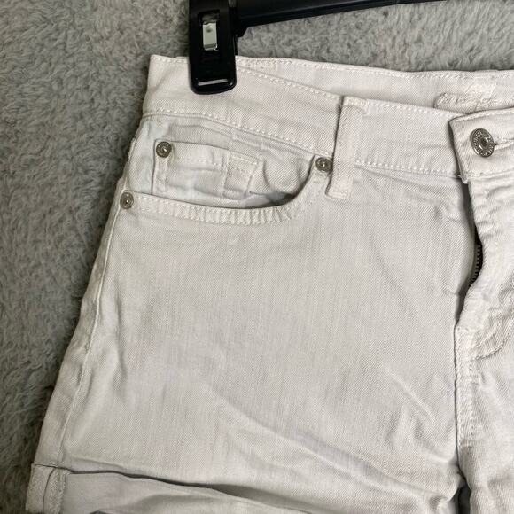 7 for all mankind womens white denim shorts stretch summer casual 26 - Picture 2 of 10